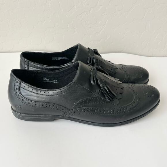 Born Derby Oxford leather loafer shoes black 11 - Picture 3 of 14